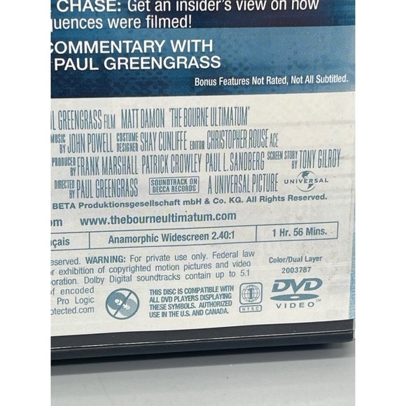 The Bourne Ultimatum DVD Widescreen PG13 2007 English 1hr 56Mins Universal READ - Picture 6 of 7